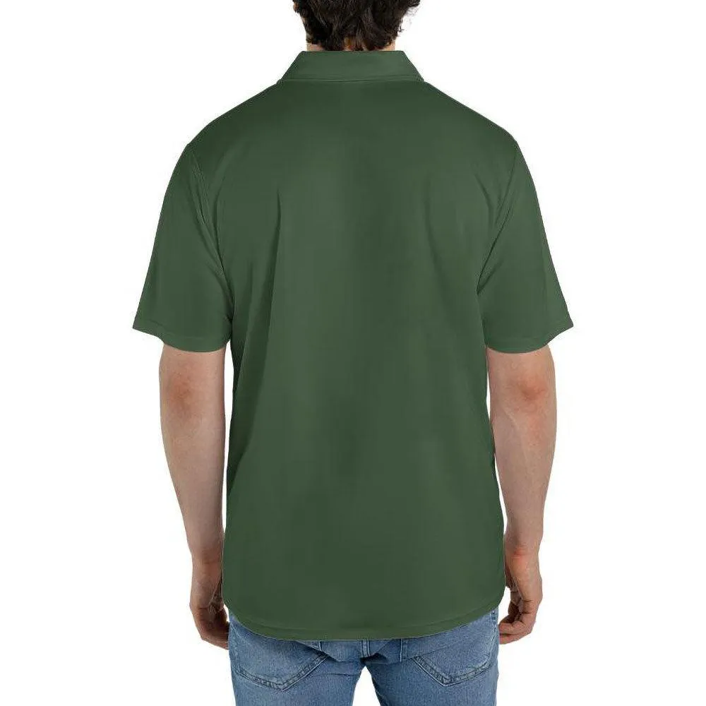 Green Polo Shirts for Men Moisture Wicking Short Sleeve Golf Shirt