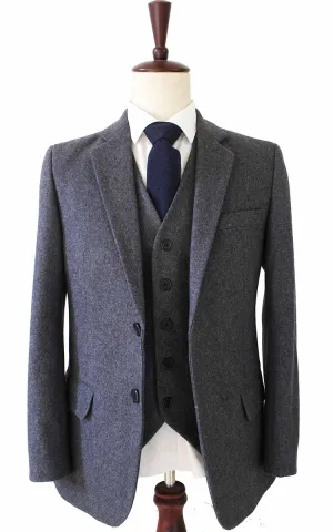 GREY TWILL TWEED 3 PIECE SUIT