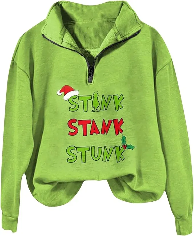 Grinch - Oversized half zip sweatshirt - Multiple Styles - BE THE GRINCH!!