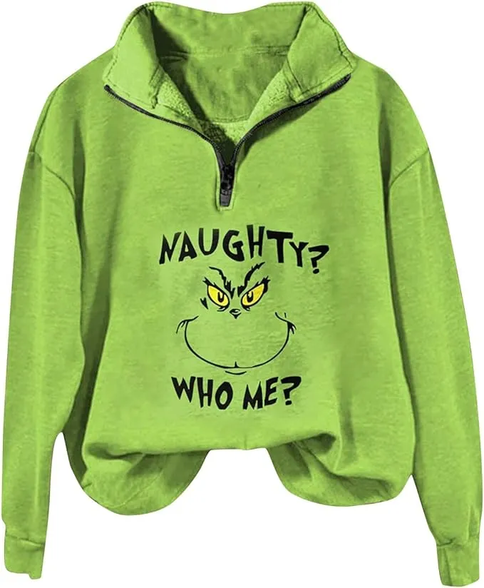 Grinch - Oversized half zip sweatshirt - Multiple Styles - BE THE GRINCH!!