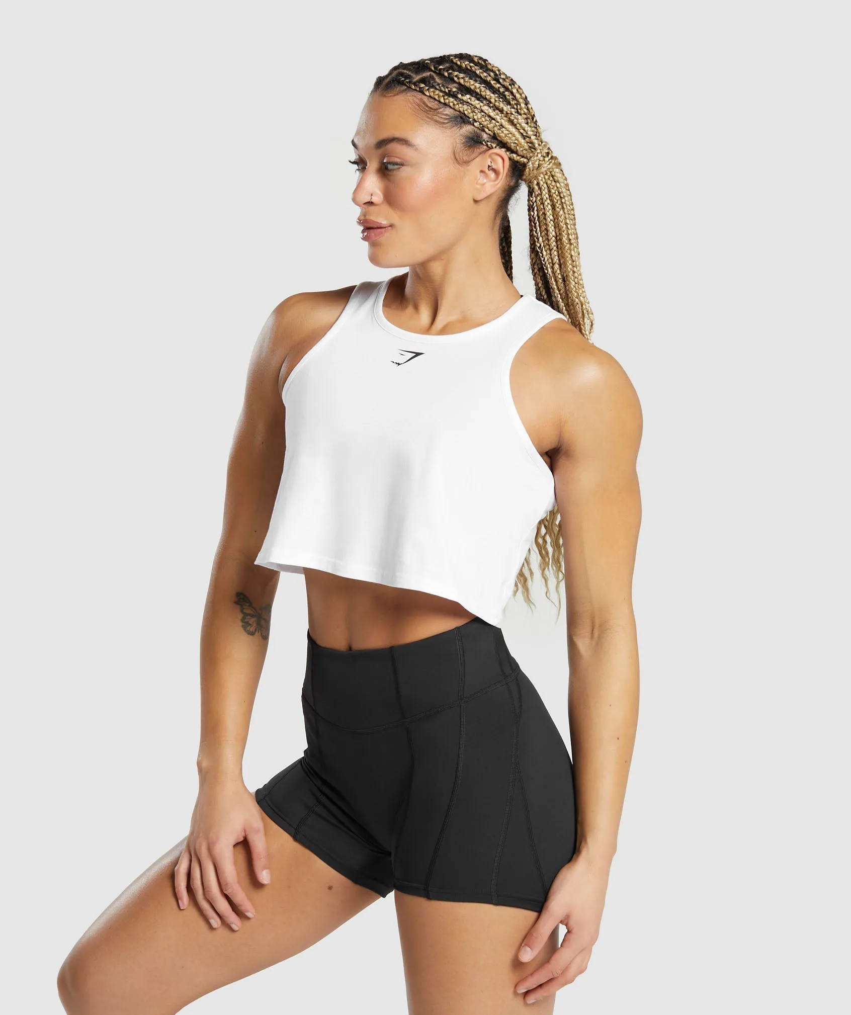 Gymshark Lifting Essential Cotton Crop Tank - White