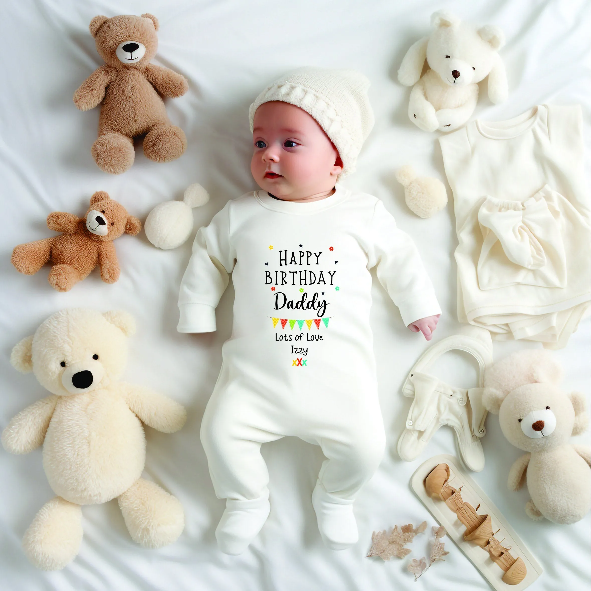 Happy Birthday DADDY Baby Outfit (First Birthday 1st Birthday Mummy, Nanny, Grandad Birthday l New Dad Gift)