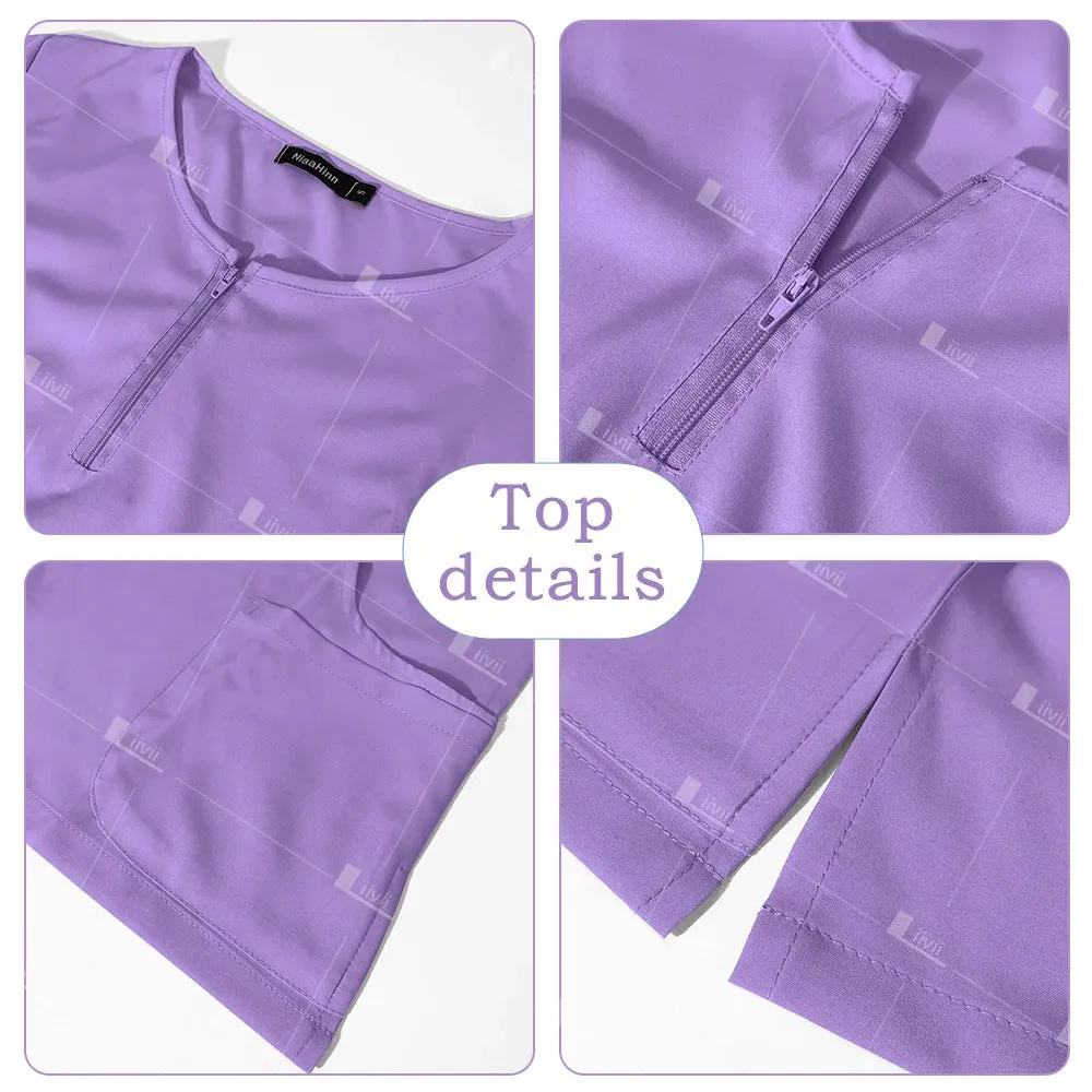 HC - Medical Workwear: Elastic scrub set for hospital staff, including top, pants, and accessories