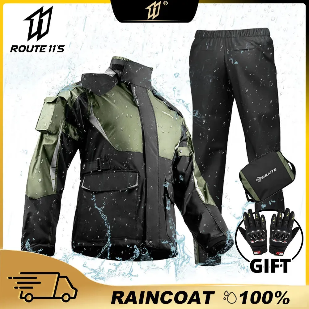 HEROBIKER Unisex Reflective Motorcycle Rain Gear