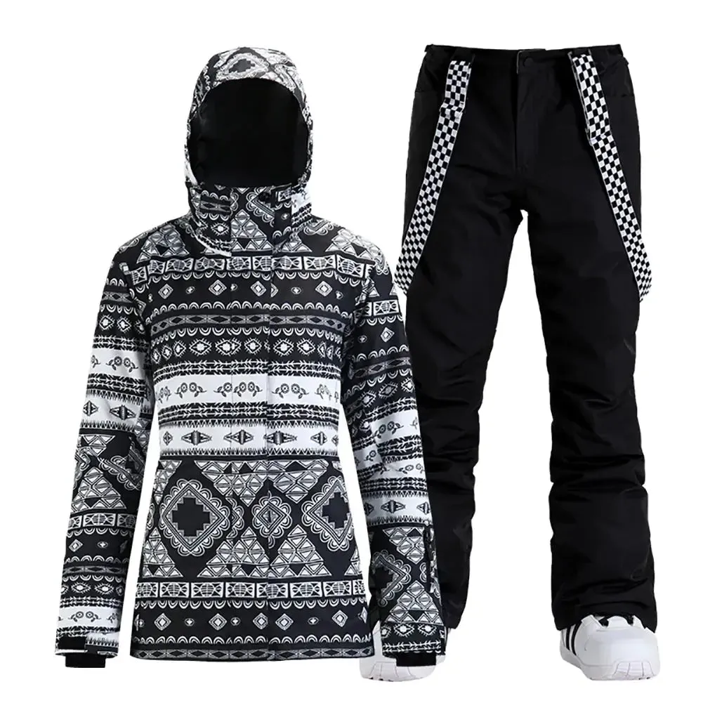 HOTIAN Women's Ski Jacket and Pants Set Waterproof Snowboard Suits