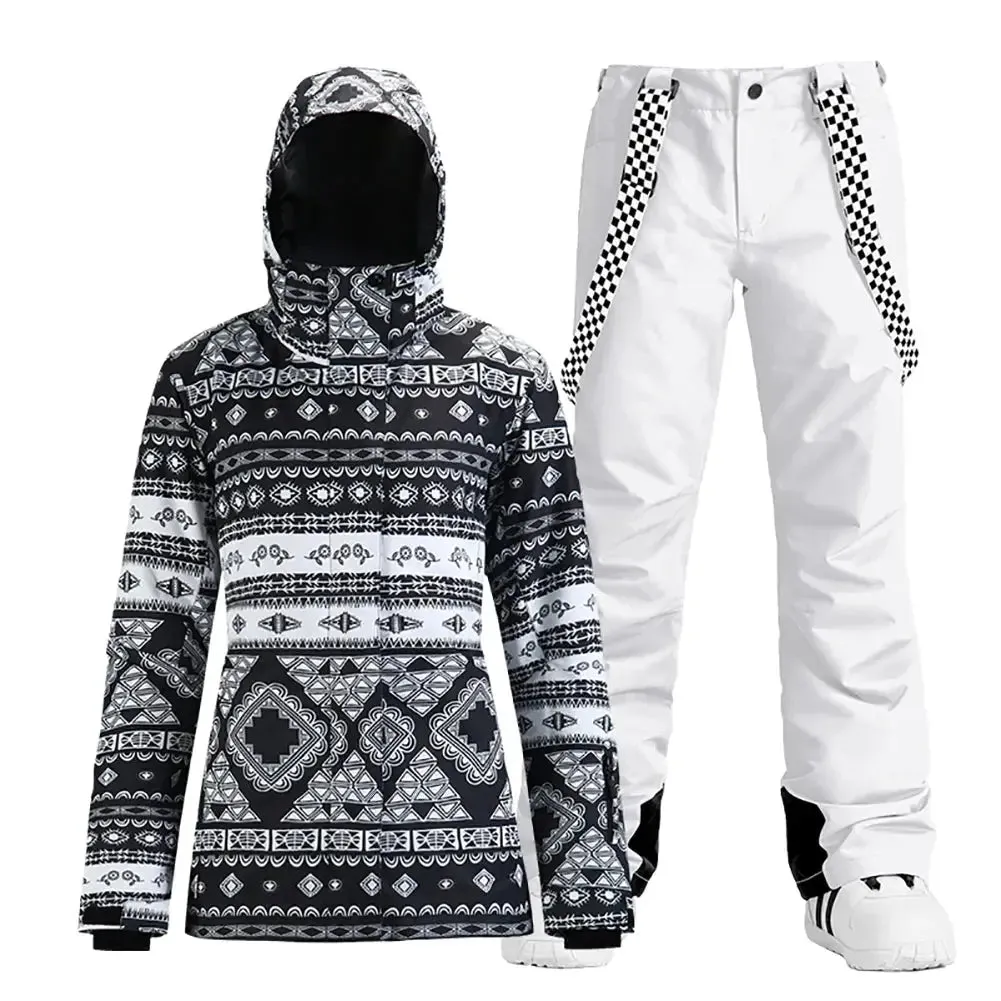 HOTIAN Women's Ski Jacket and Pants Set Waterproof Snowboard Suits