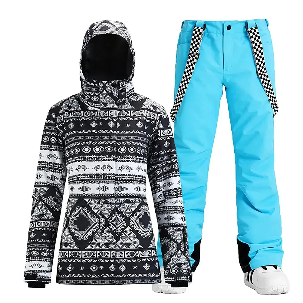 HOTIAN Women's Ski Jacket and Pants Set Waterproof Snowboard Suits