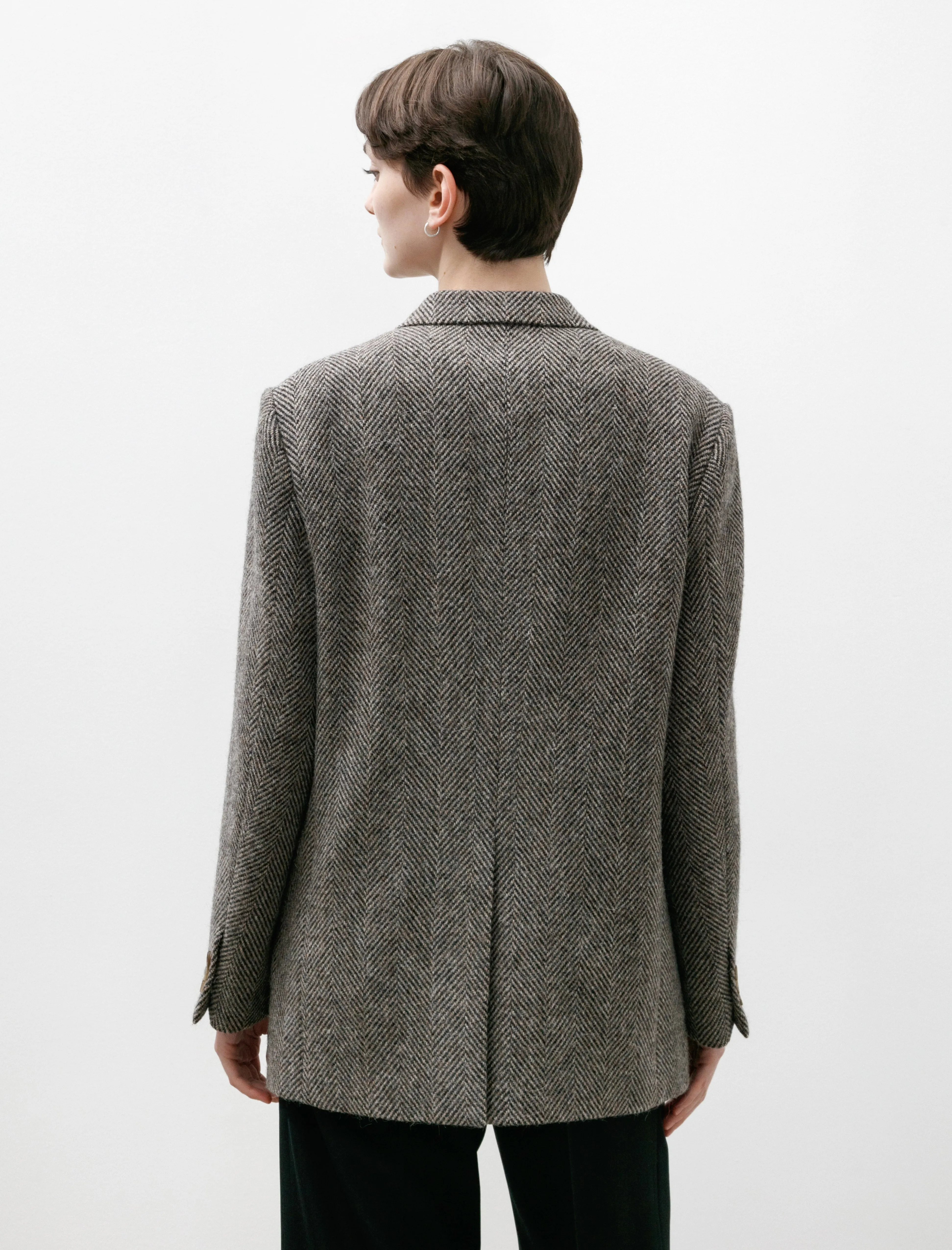 Lama Shetland Wool Tweed Over Jacket Khaki