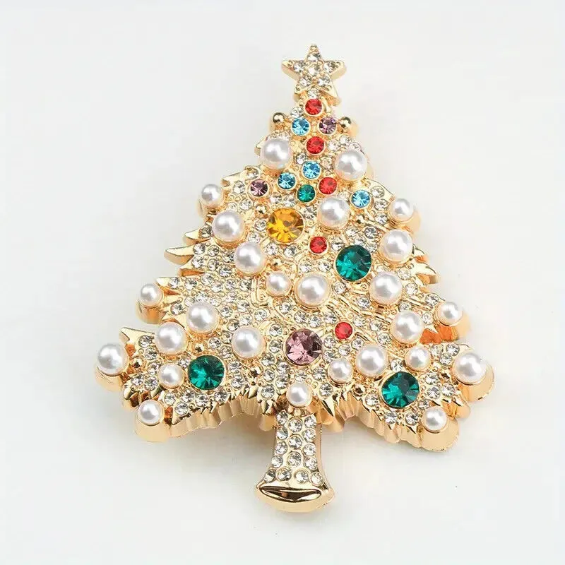 Luxurious Rhinestone Christmas Tree Brooch