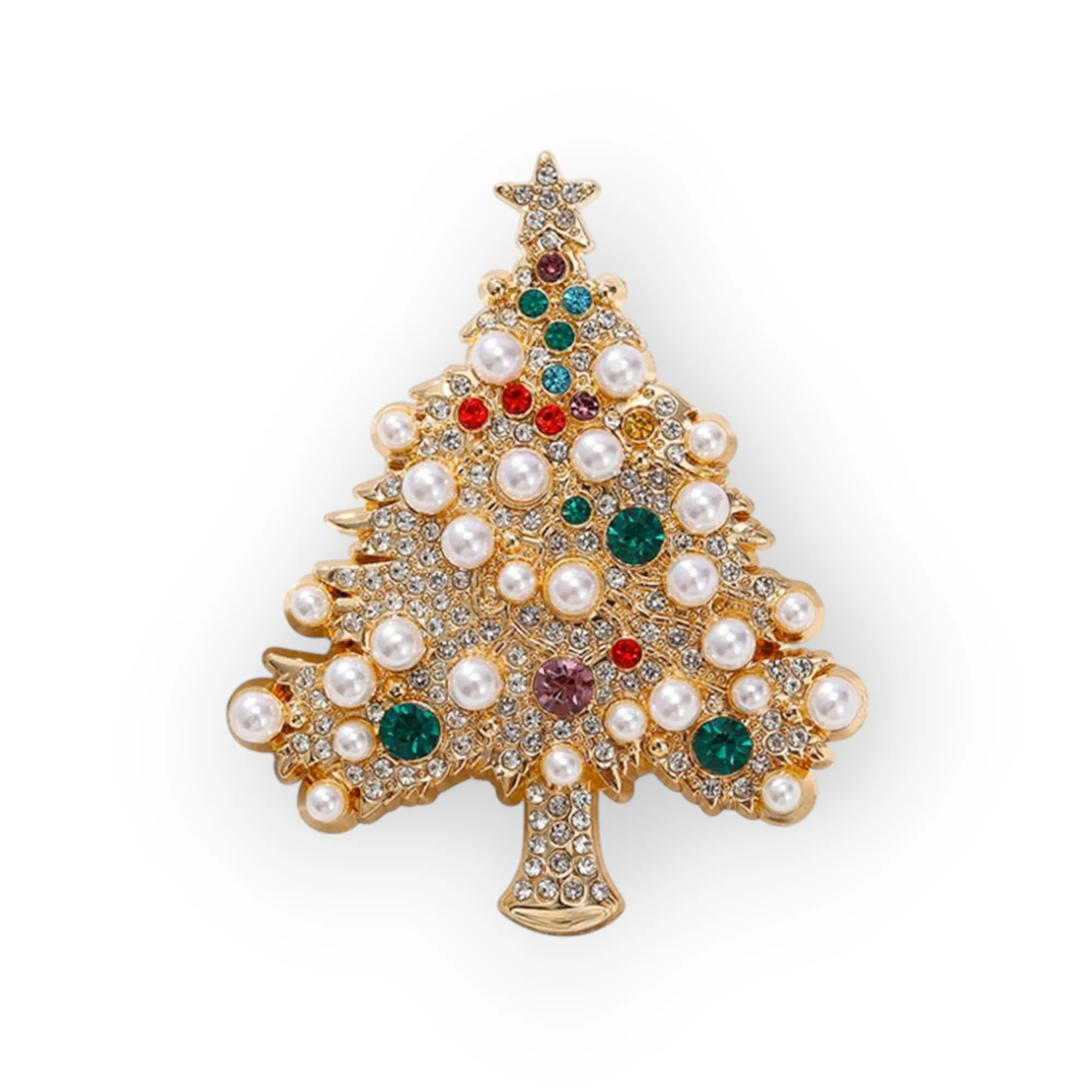 Luxurious Rhinestone Christmas Tree Brooch