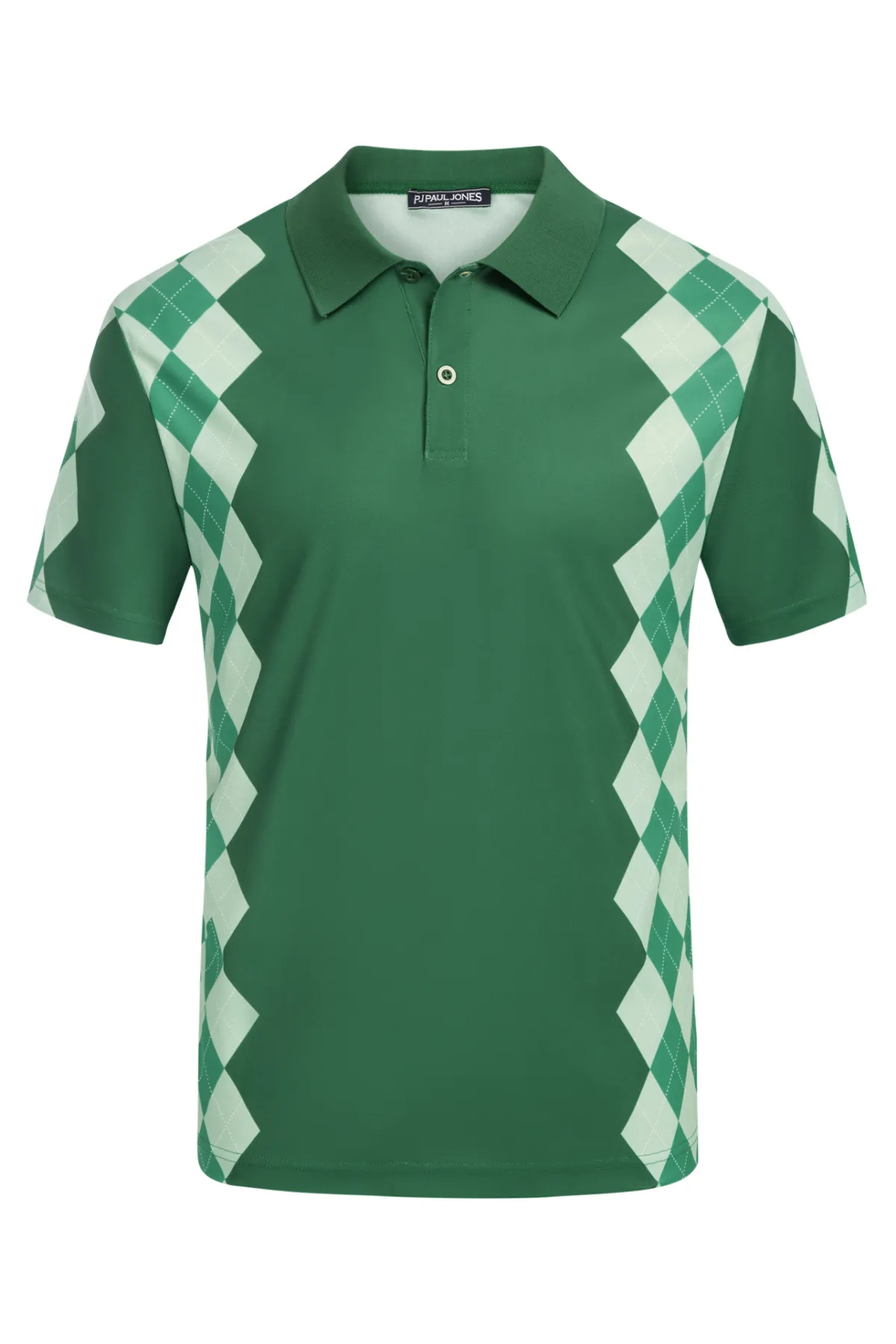 Men Argyle Polo Shirt Moisture Wicking Contrast Tennis Golf Pullover Shirts for Summer