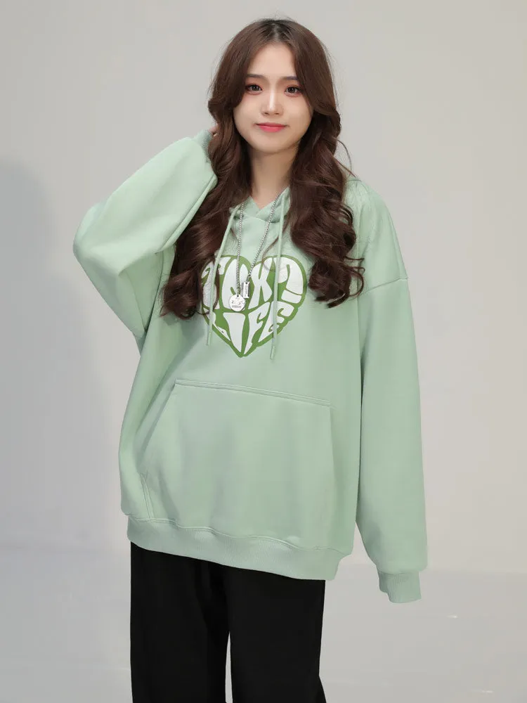 Multi-color option simple style Love letter printed kangaroo hood and fleece hoodie