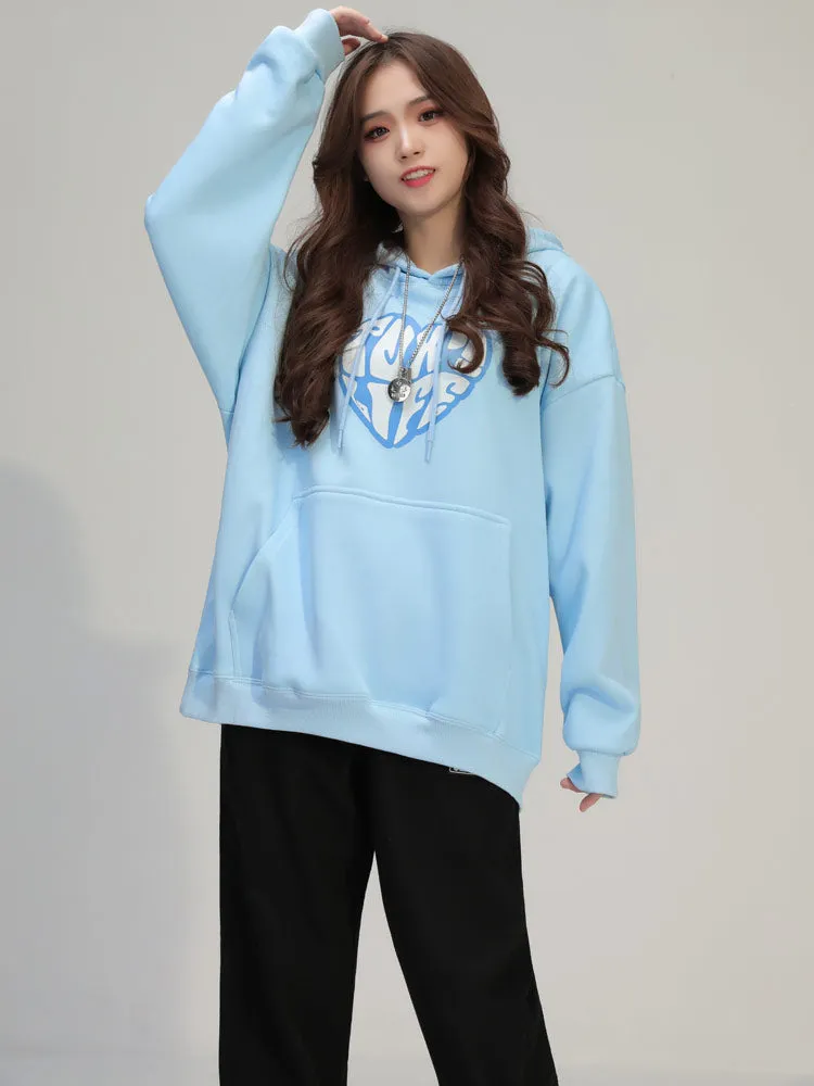 Multi-color option simple style Love letter printed kangaroo hood and fleece hoodie