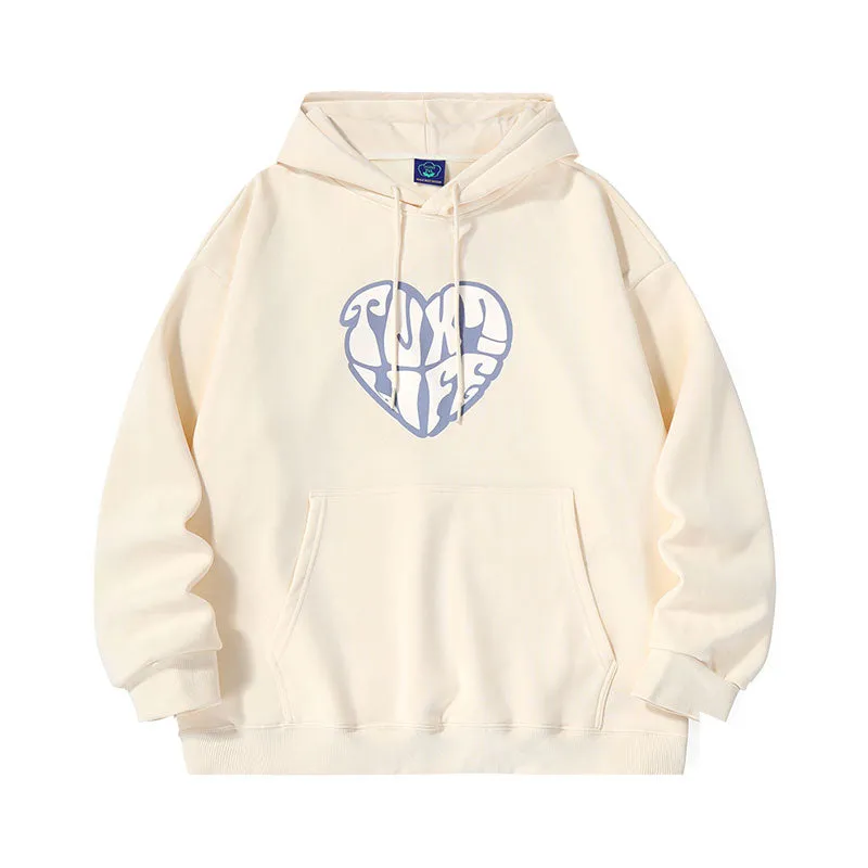 Multi-color option simple style Love letter printed kangaroo hood and fleece hoodie