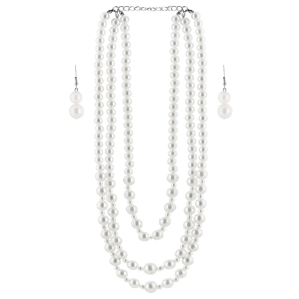 Multi-tiered Tassel Necklace with Imitation Pearls and European Wedding Necklace