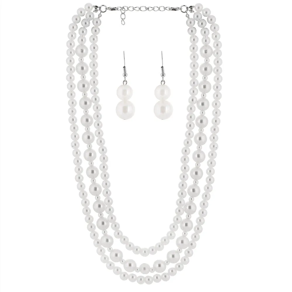 Multi-tiered Tassel Necklace with Imitation Pearls and European Wedding Necklace