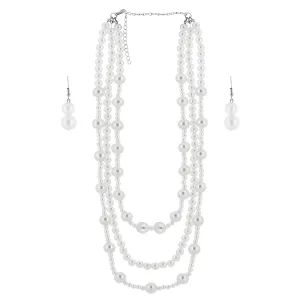 Multi-tiered Tassel Necklace with Imitation Pearls and European Wedding Necklace