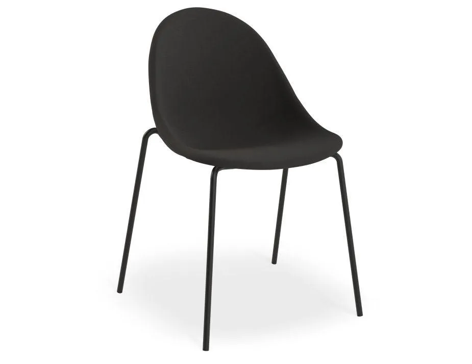 Pebble Anthracite Fabric Upholstered Chair - Sled Base - Black