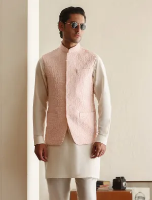 Powder pink embroidered waistcoat with heavy embellishment