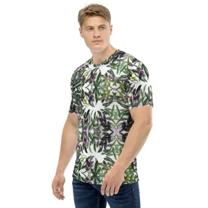 Purple Tropical Leaf Men's T-shirt, Hawaiian Style Luxury Tee For Men-Made in USA/EU/MX