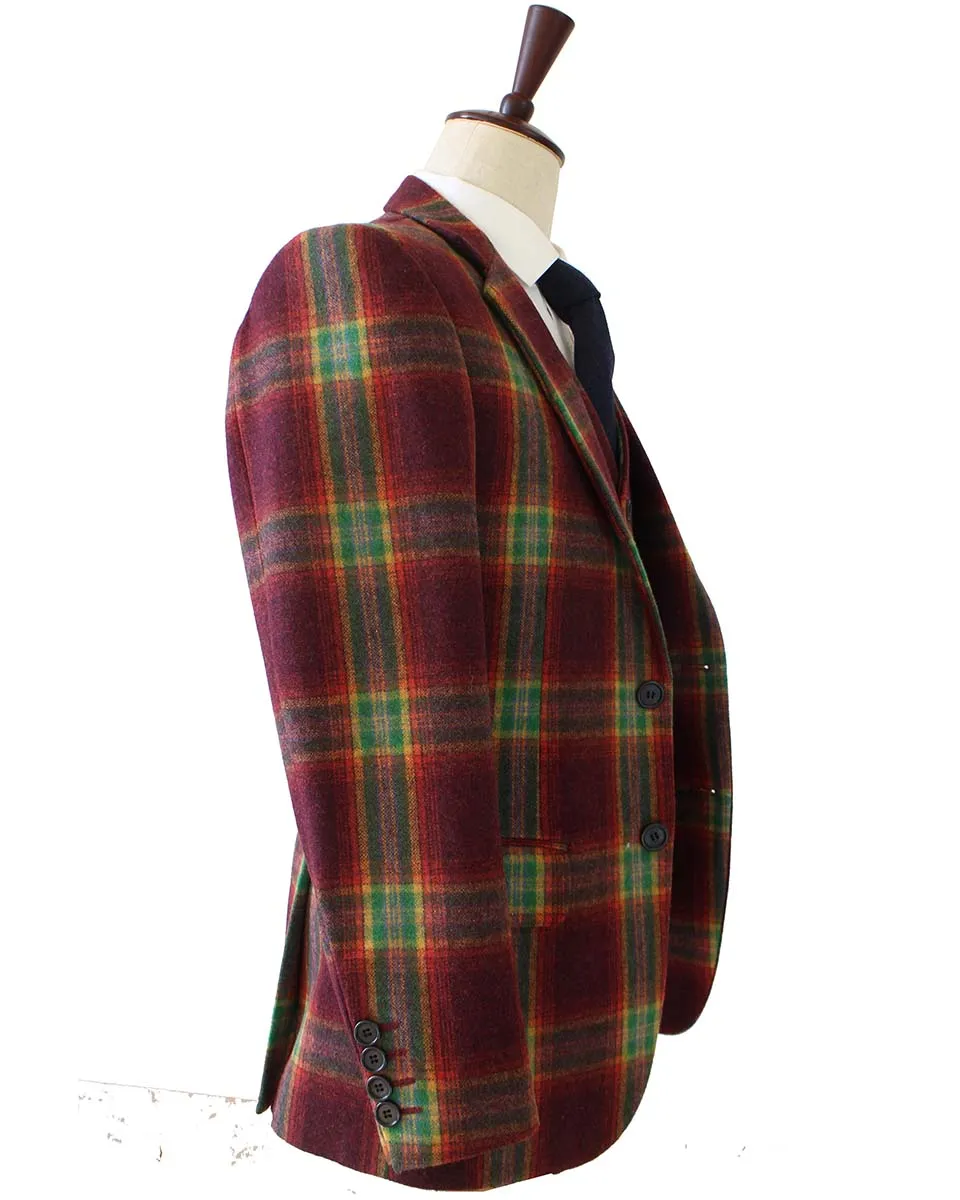 RAINBOW RED PLAID TWEED 2 PIECE SUIT