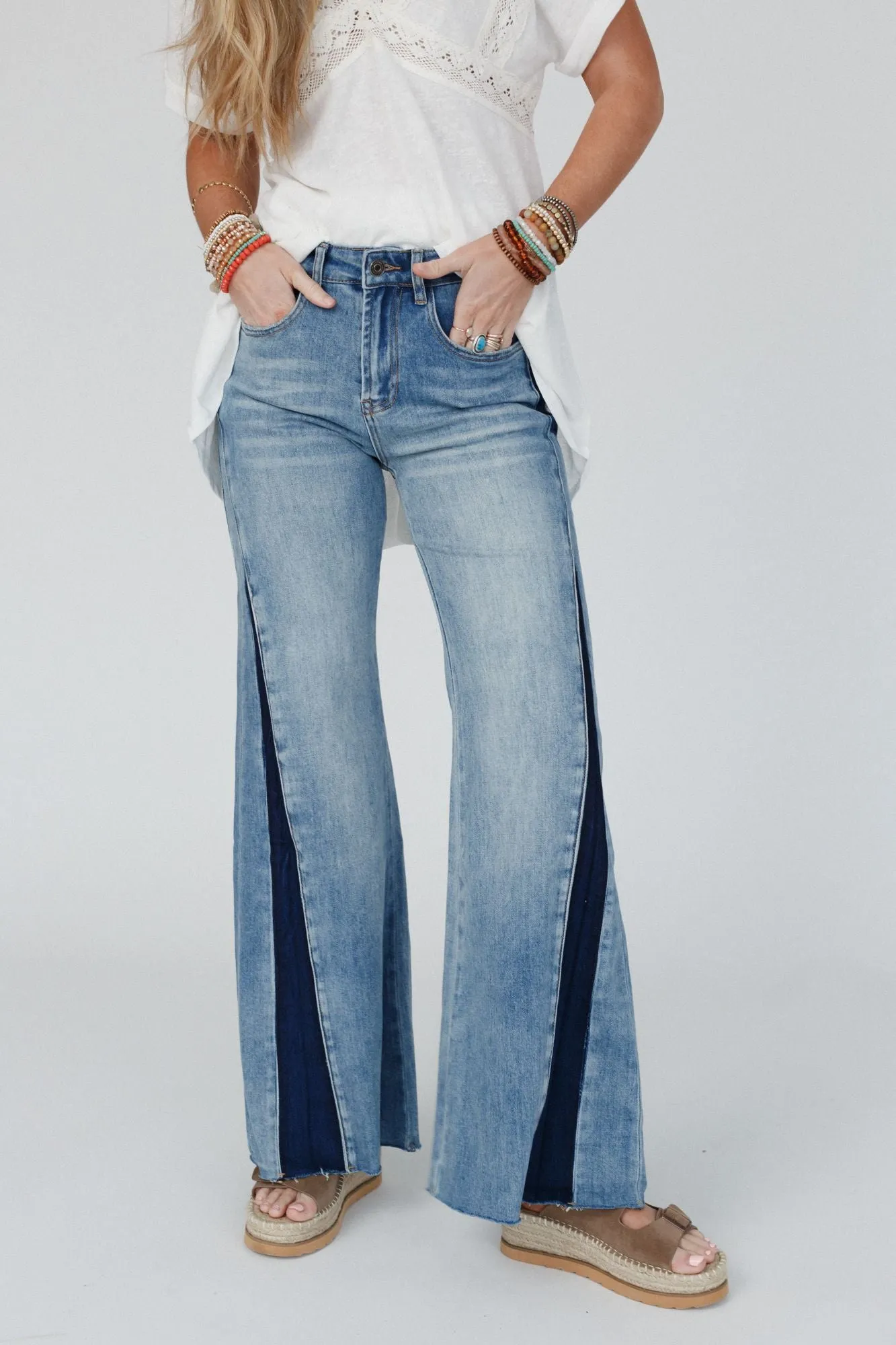 Retro Revival Wide Flare Jeans - Blue