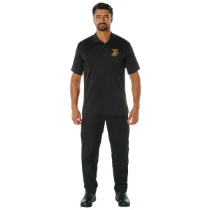 Rothco USMC Eagle, Globe & Anchor Moisture Wicking Polo Shirt  / Black