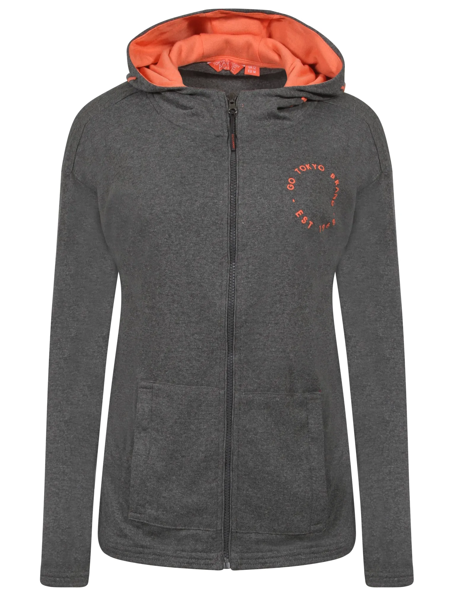 Rousey Zip Through Hoodie in Mid Grey Marl - Tokyo Laundry Active