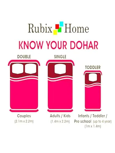 Rubix Home All Season Dohar Single Bed 2Ply Super Comfortable Beautiful Design Reversible Light Weight