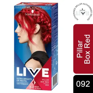 Schwarzkopf Ultra Bright or Pastel Semi Permanent Hair Dye, 092 Pillar Box Red