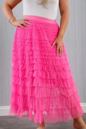 Seraphina Ruffle Skirt Hot Pink