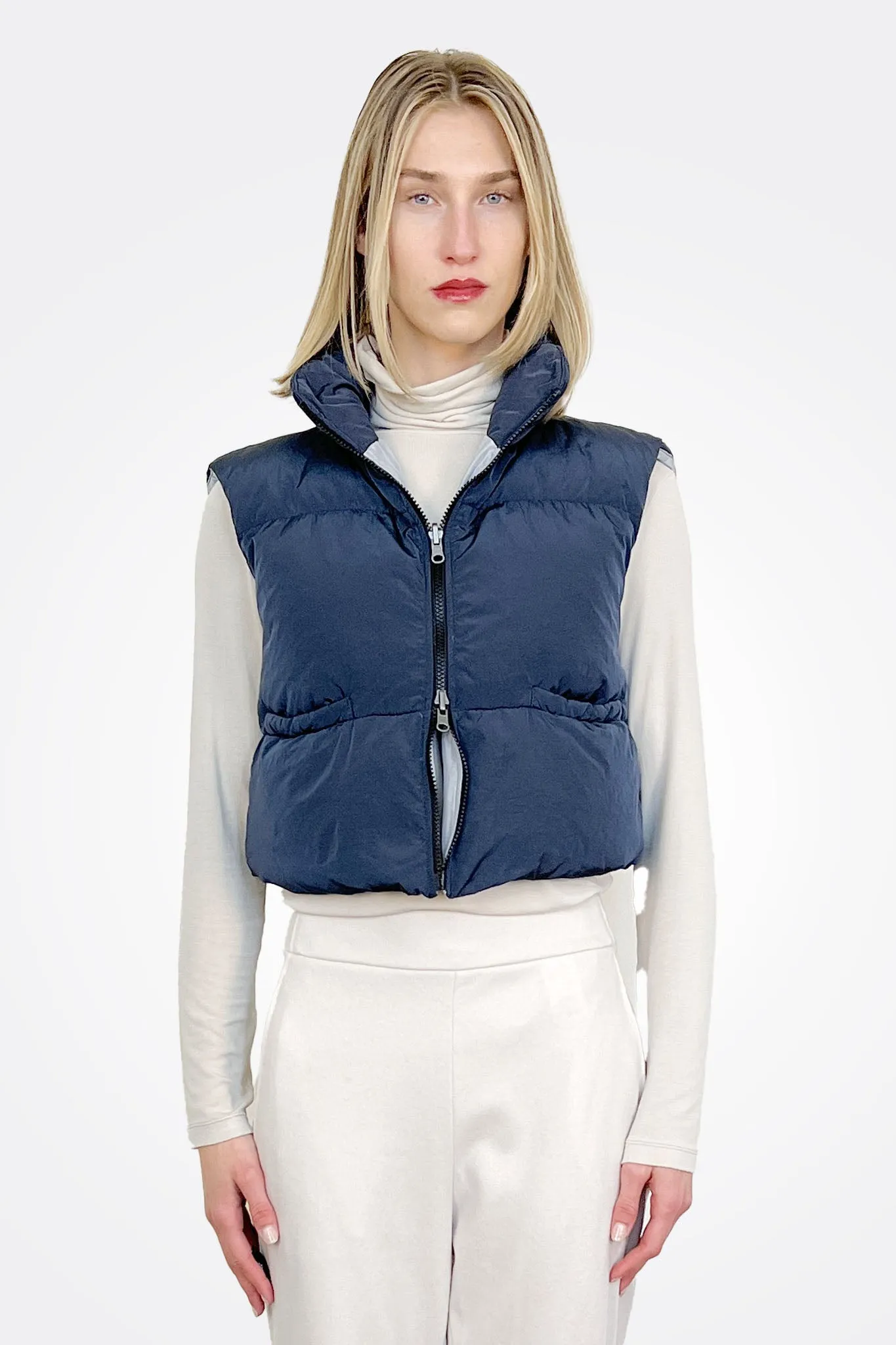 Silk Down Vest - Navy