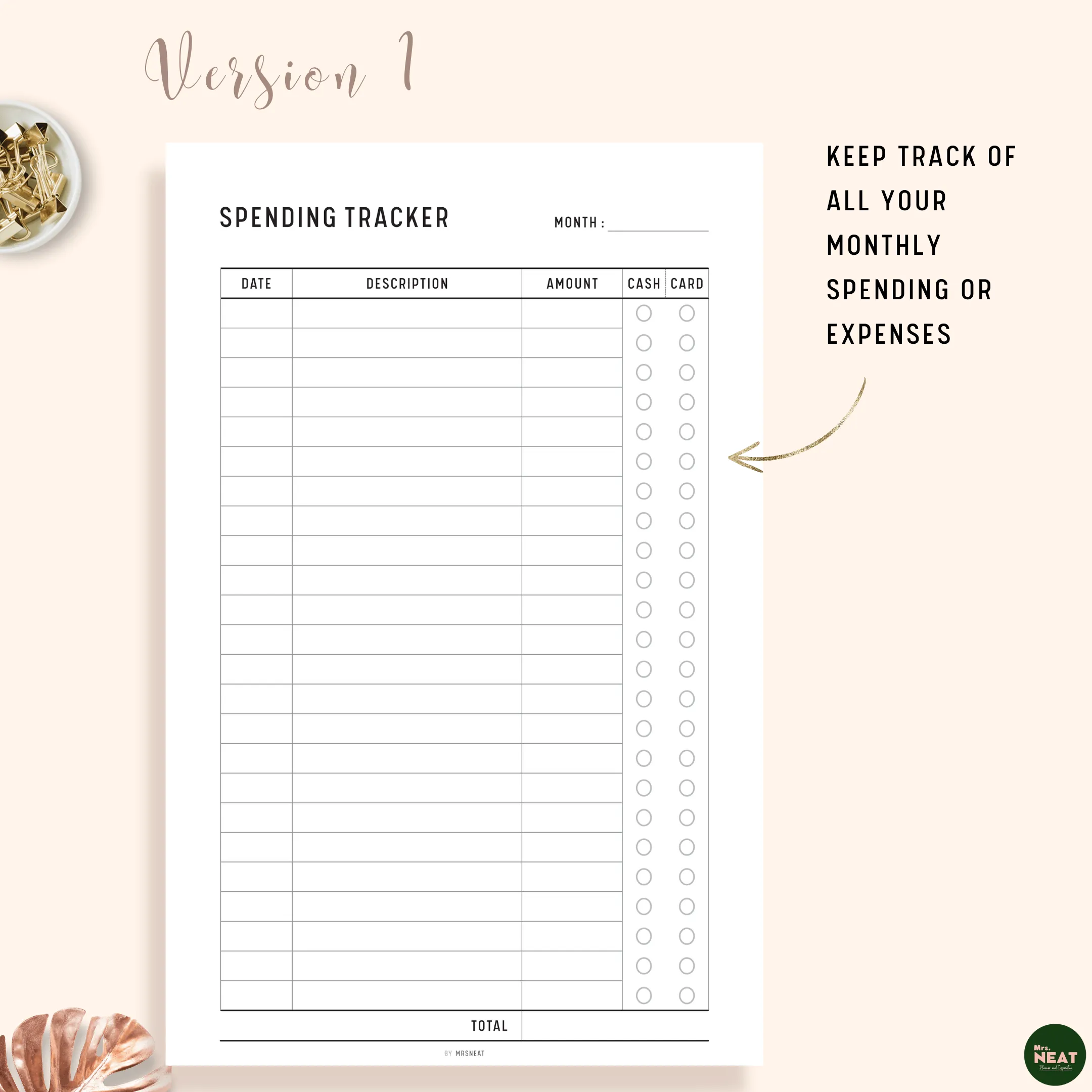 Spending Tracker Printable - M109/10