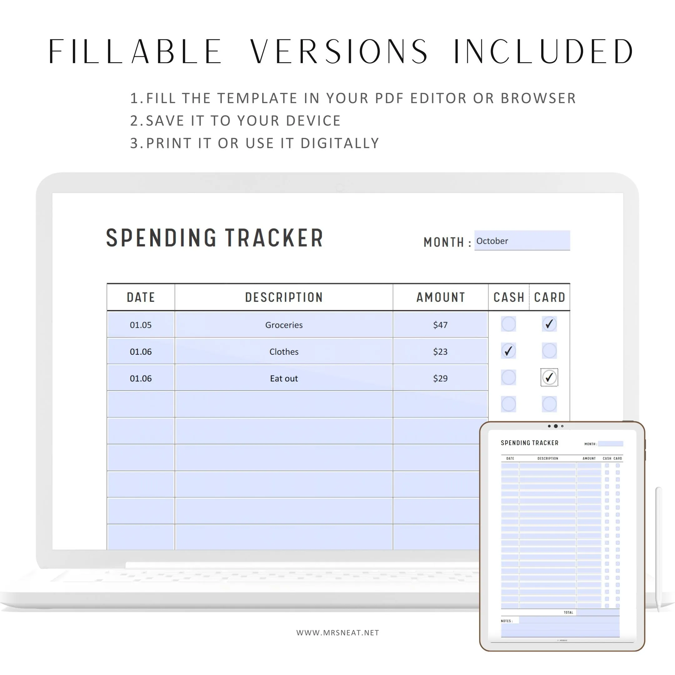 Spending Tracker Printable - M109/10