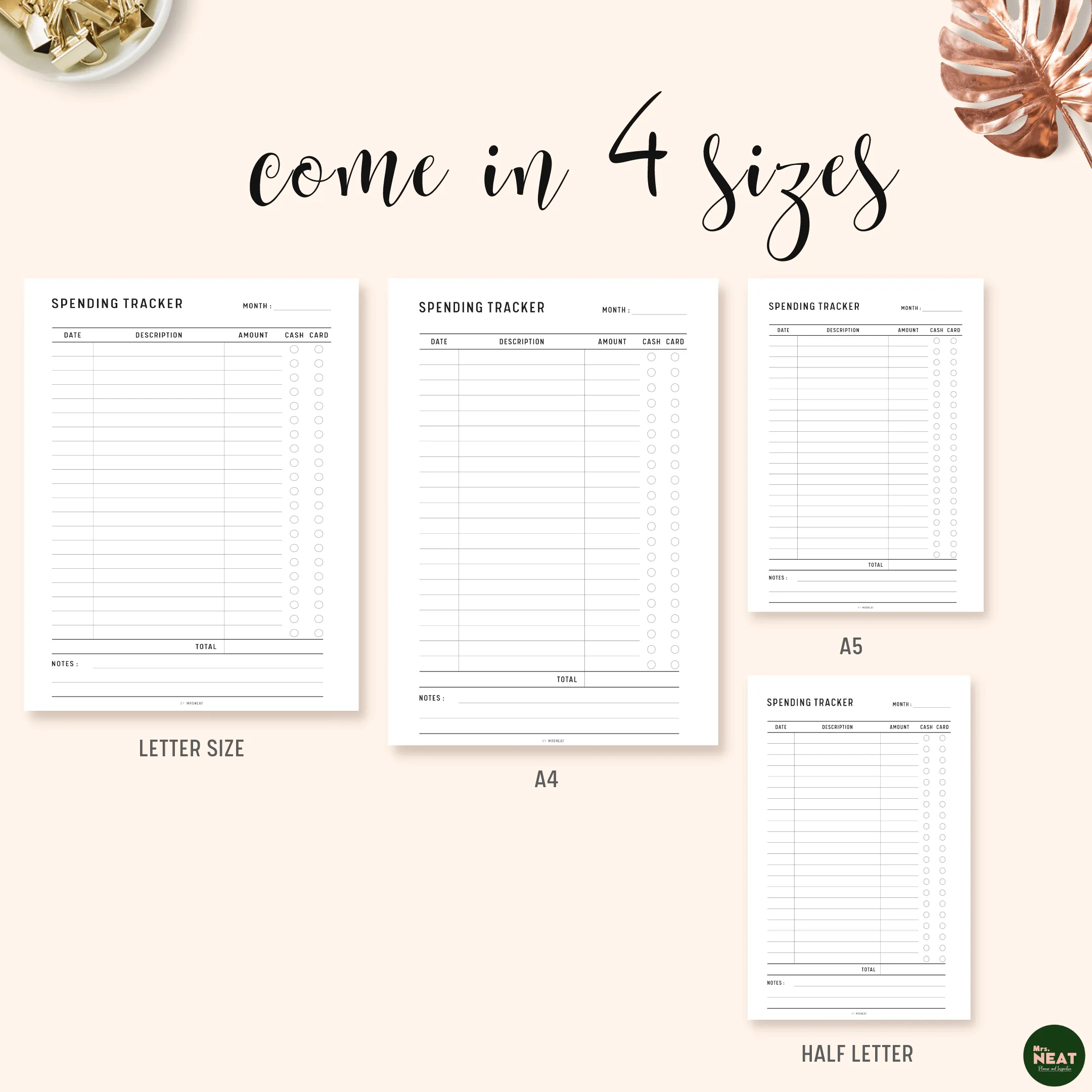 Spending Tracker Printable - M109/10