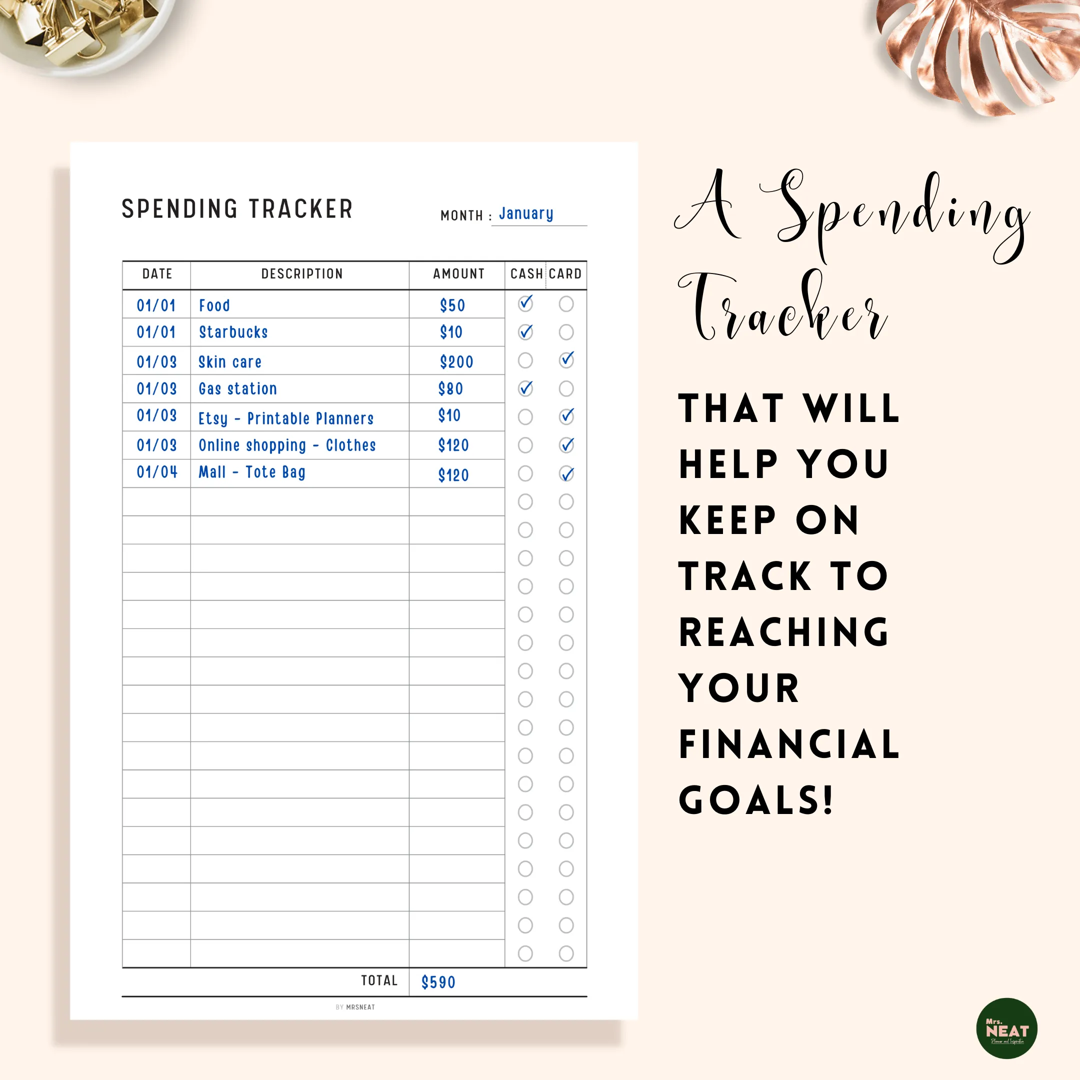 Spending Tracker Printable - M109/10