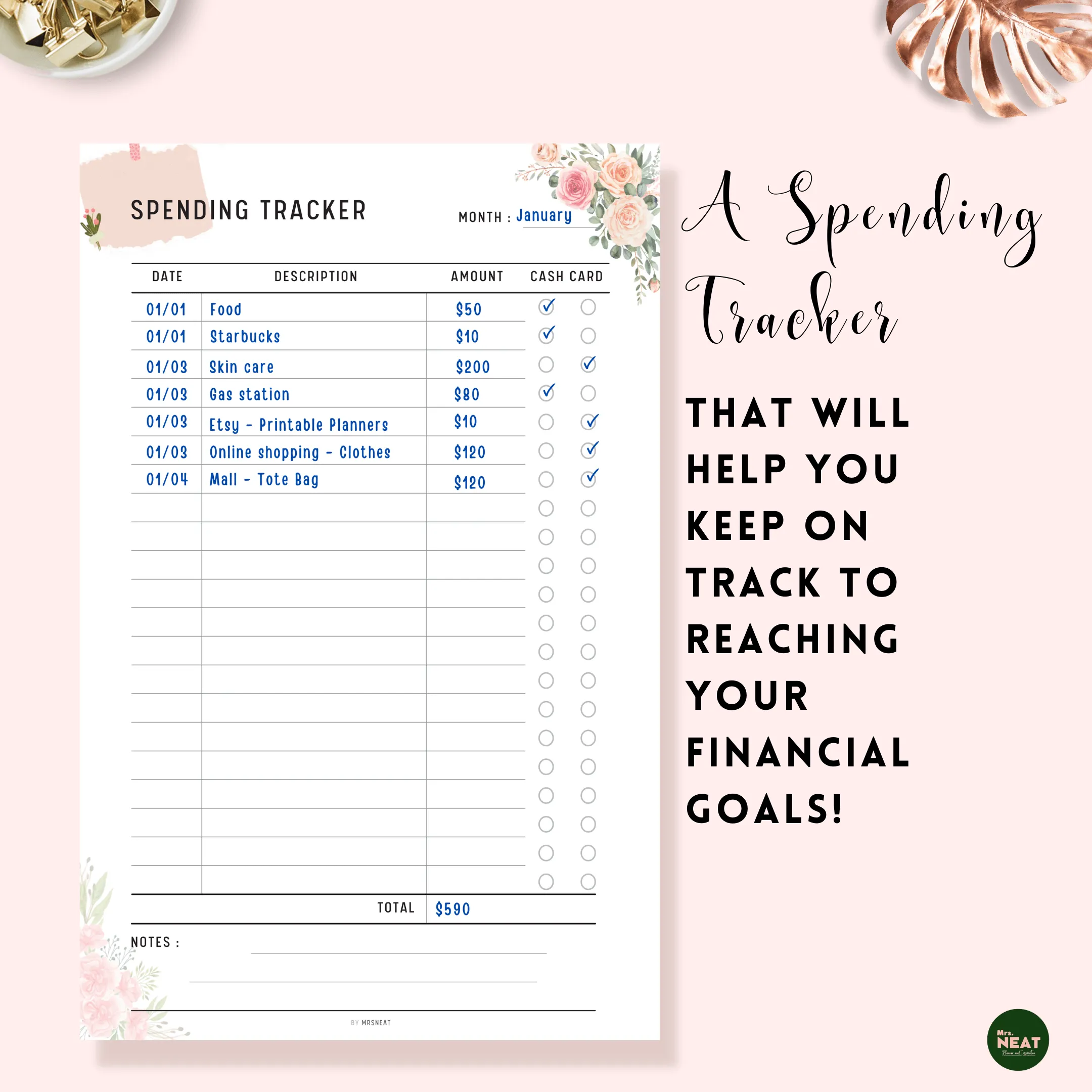 Spending Tracker Printable - M109/10