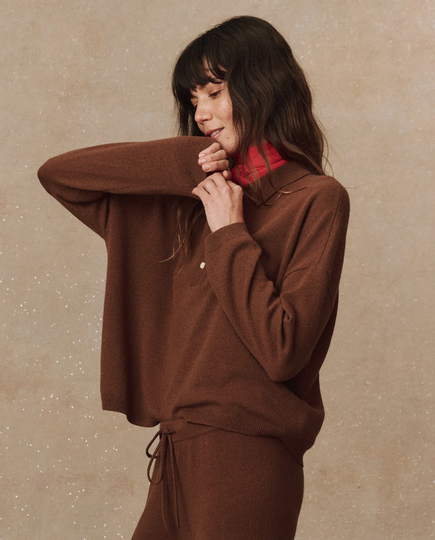 The Cashmere Polo Sweater. -- Santal