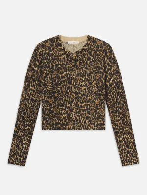 The Leopard Cashmere Cardi -- Sand Multi