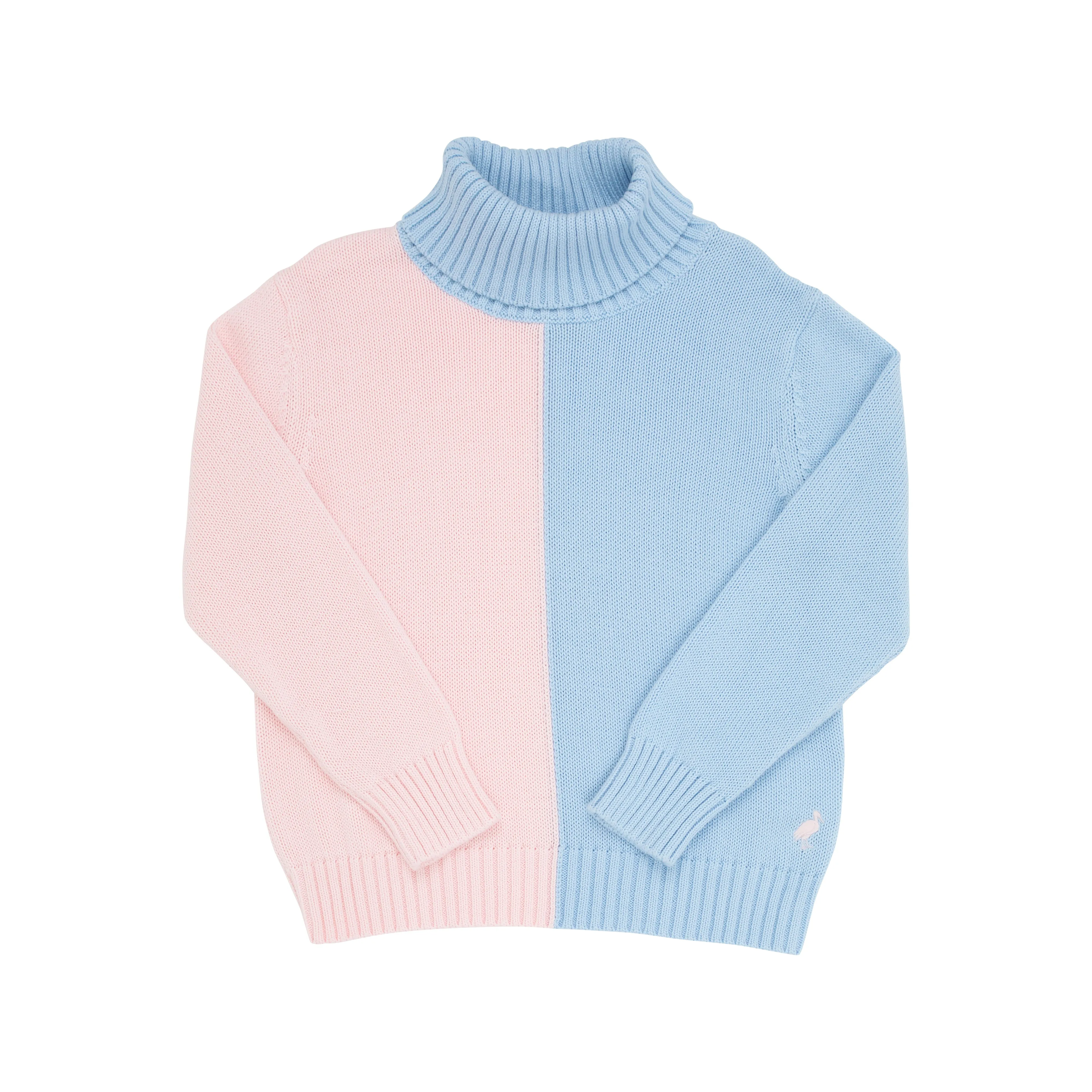 Townsend Turtleneck - Beale Street Blue & Palm Beach Pink Colorblock with Palm Beach Pink Stork