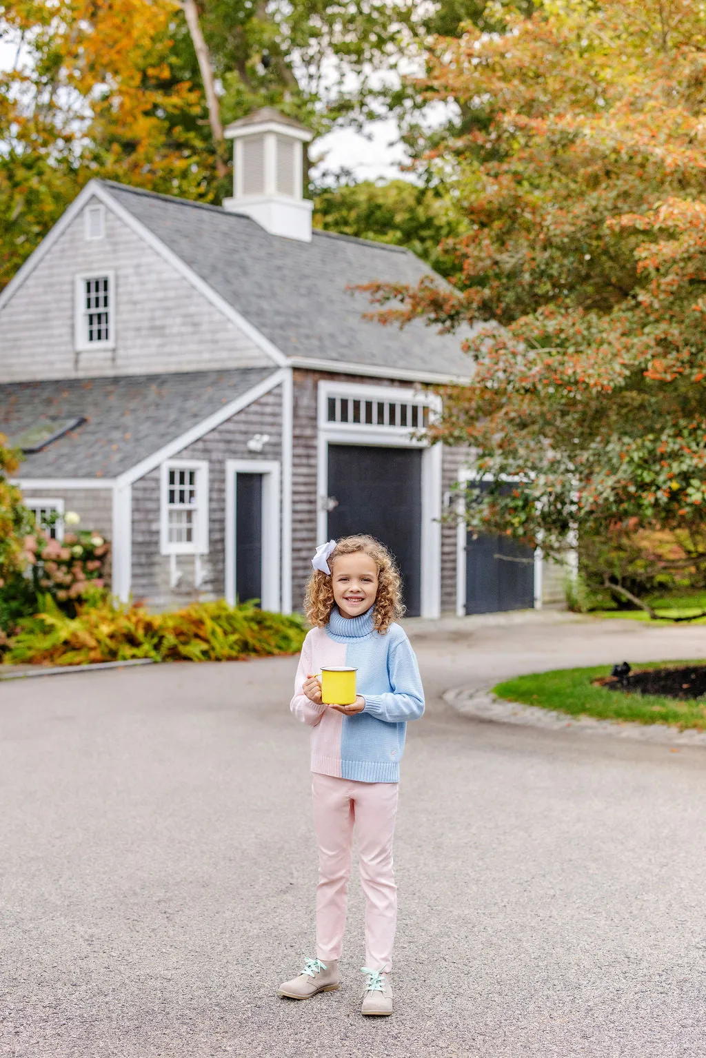 Townsend Turtleneck - Beale Street Blue & Palm Beach Pink Colorblock with Palm Beach Pink Stork