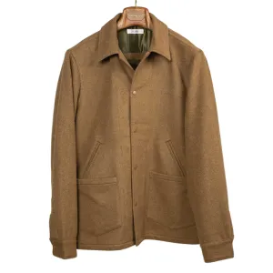 Work jacket in heavyweight brown brushed cotton melton